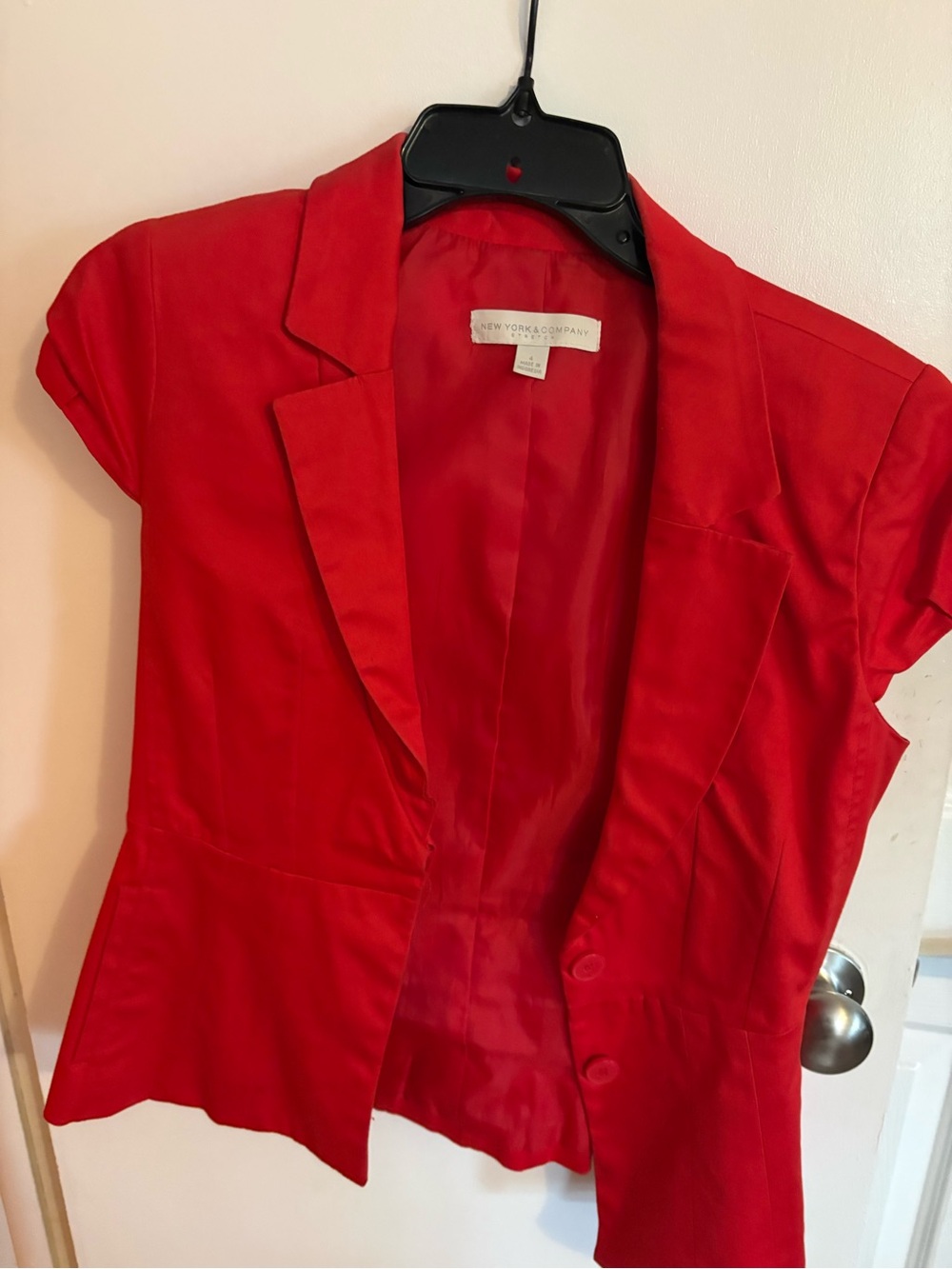 New York & Company Vibrant Red Short-Sleeve Blazer